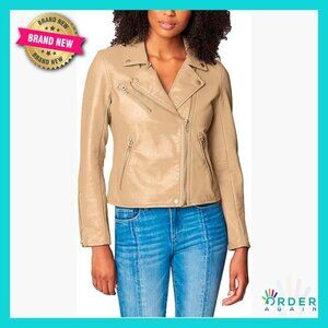 Vegan Leather Motorcycle Jacket Semi Fitted Biker Style Chic Moto